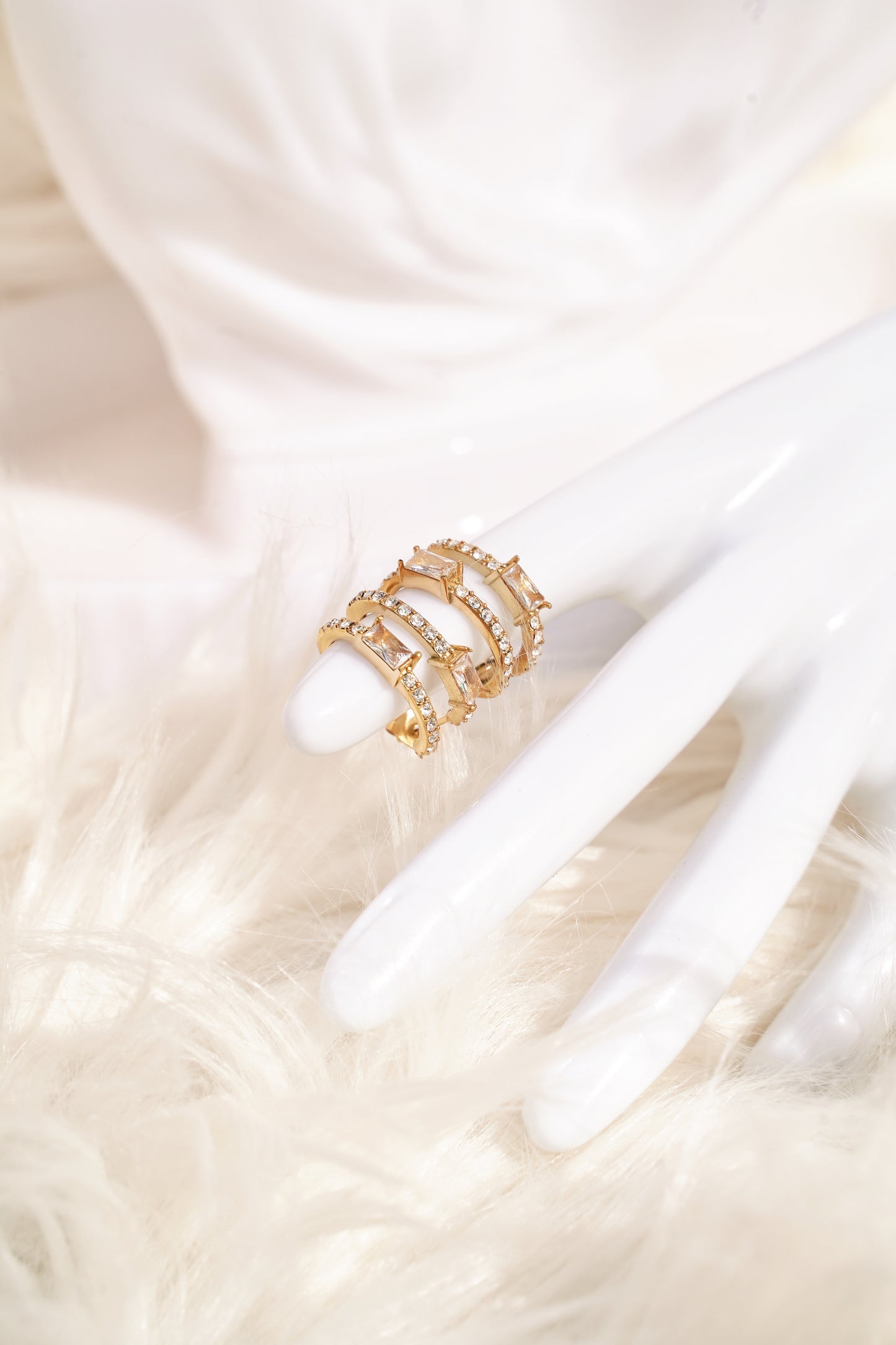 Hollow Cubic Zirconia 18K Gold Plated Earrings