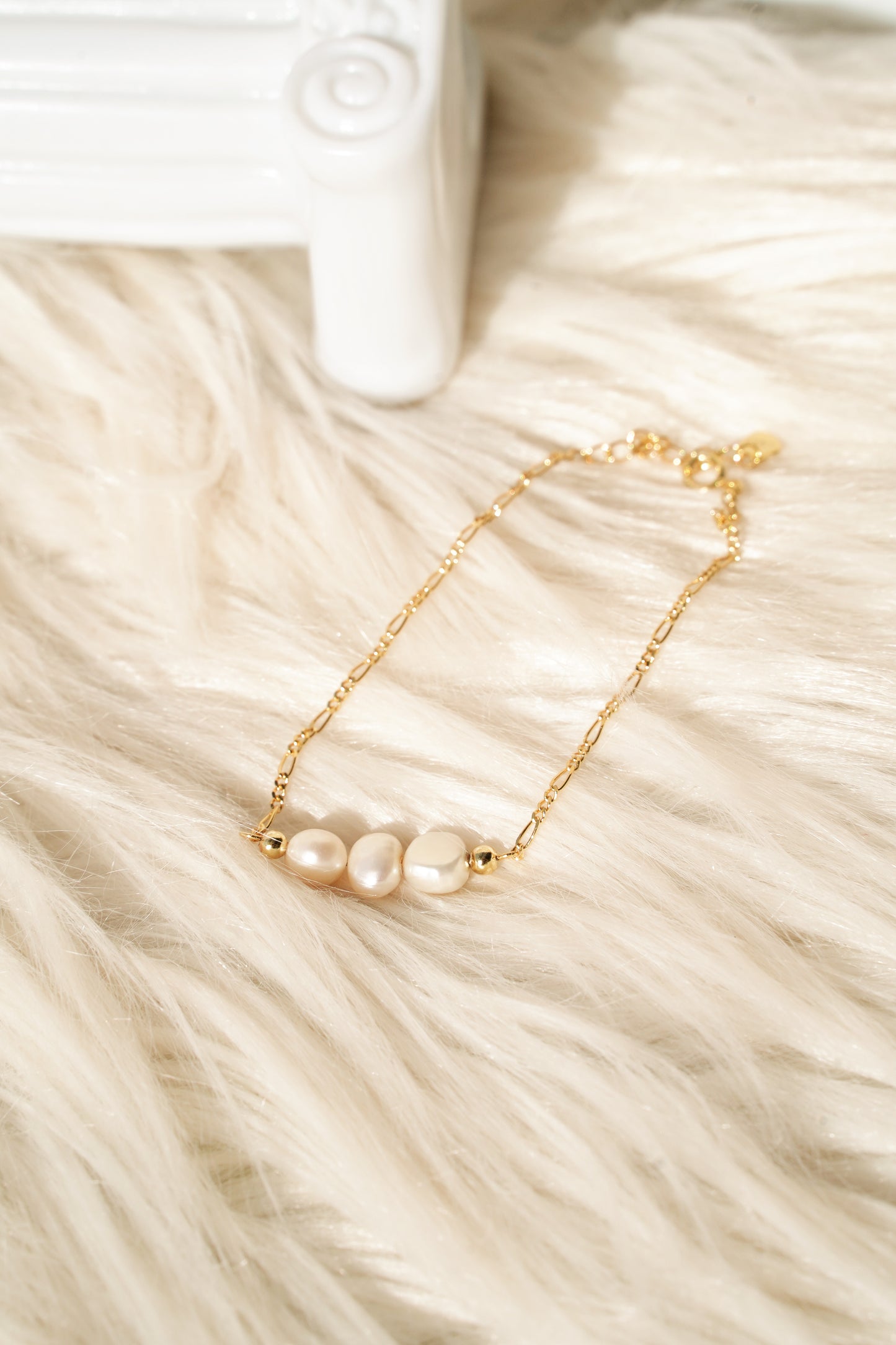 Triplus Sterling Silver Gold Vermeil Pearl Bracelet