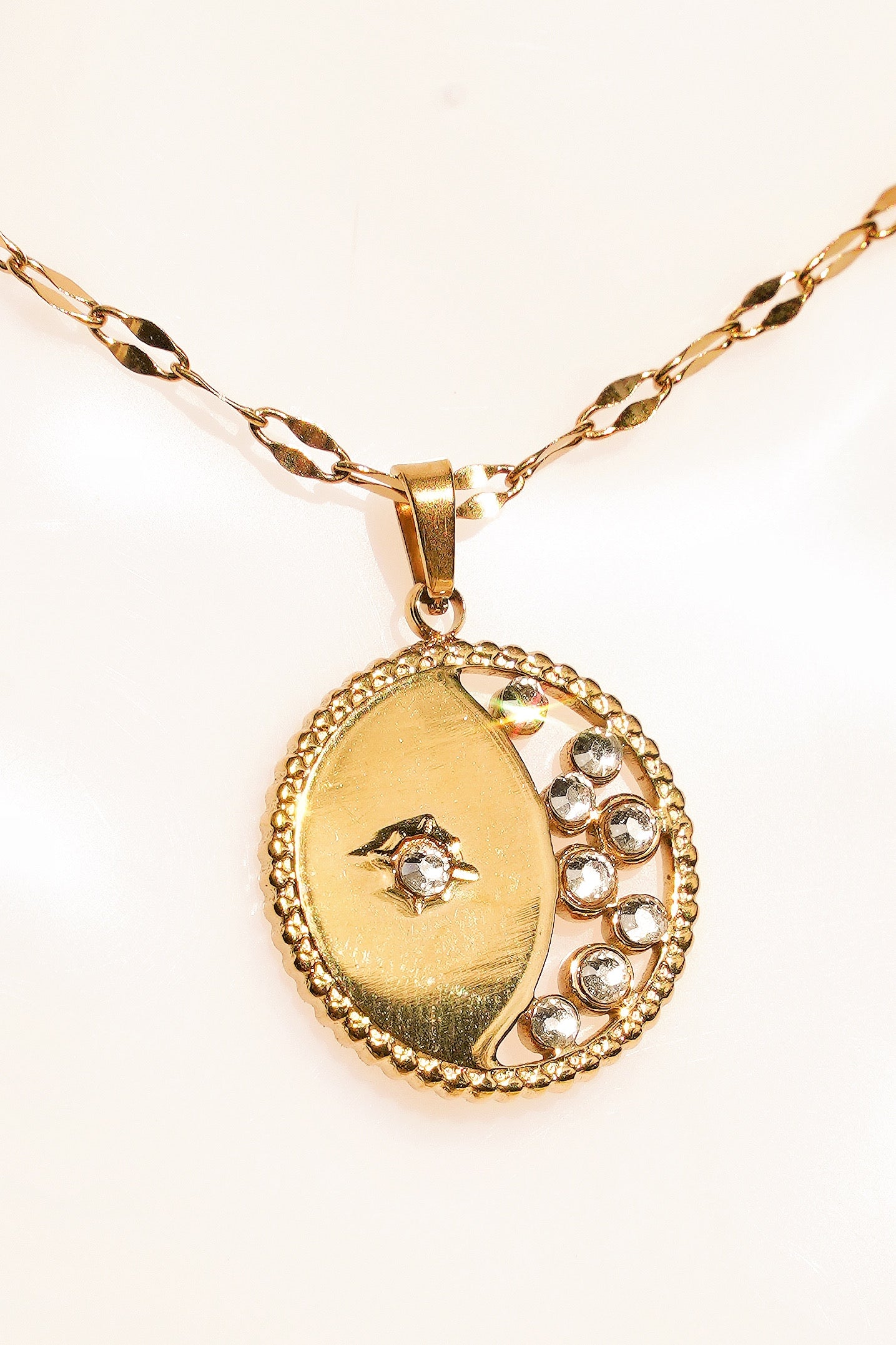 Crescent Moon Gold Vermeil Charm Necklace