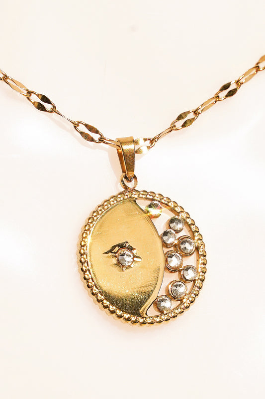 Crescent Moon Gold Vermeil Charm Necklace