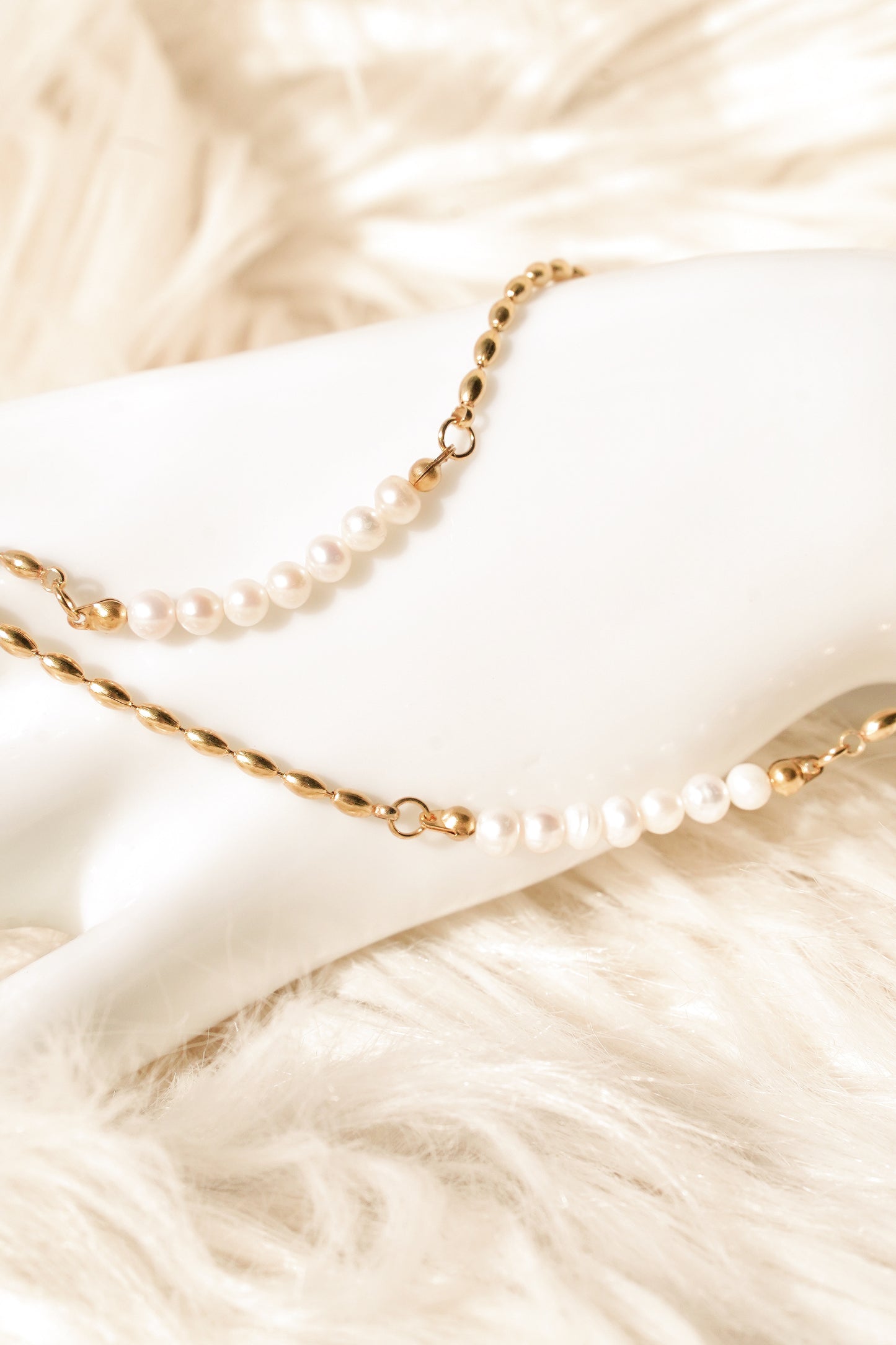 Teres Pearl Beaded Chain Necklace