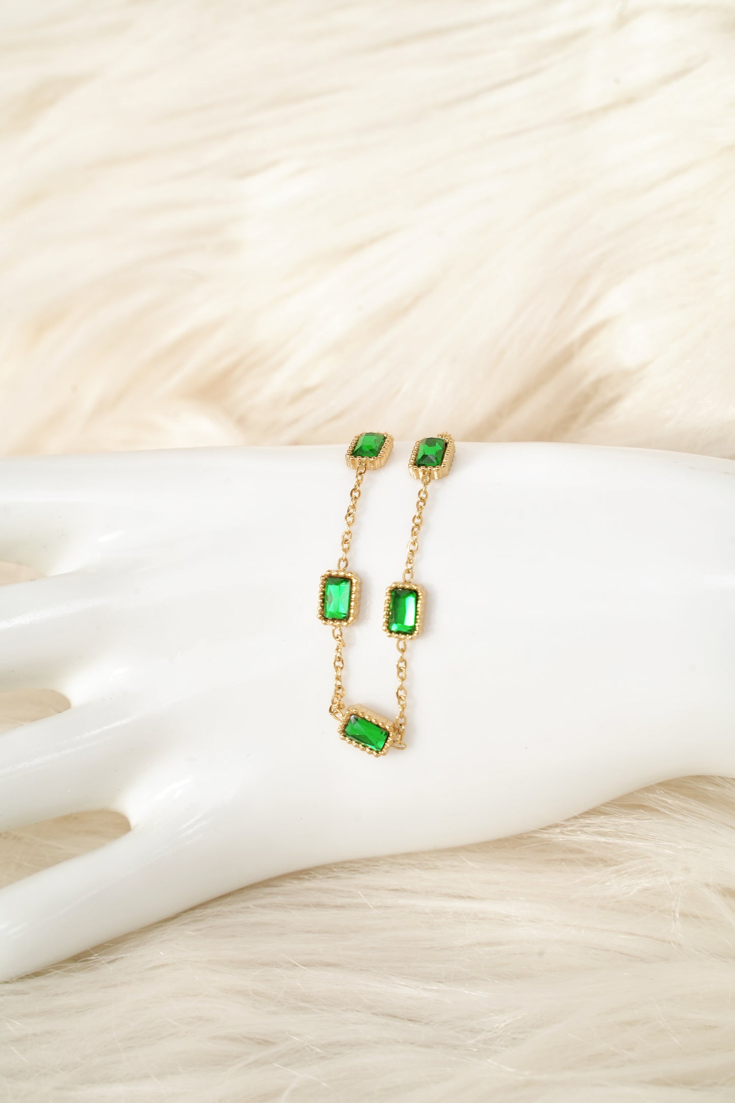 Prasinus Green Square Gold Bracelet