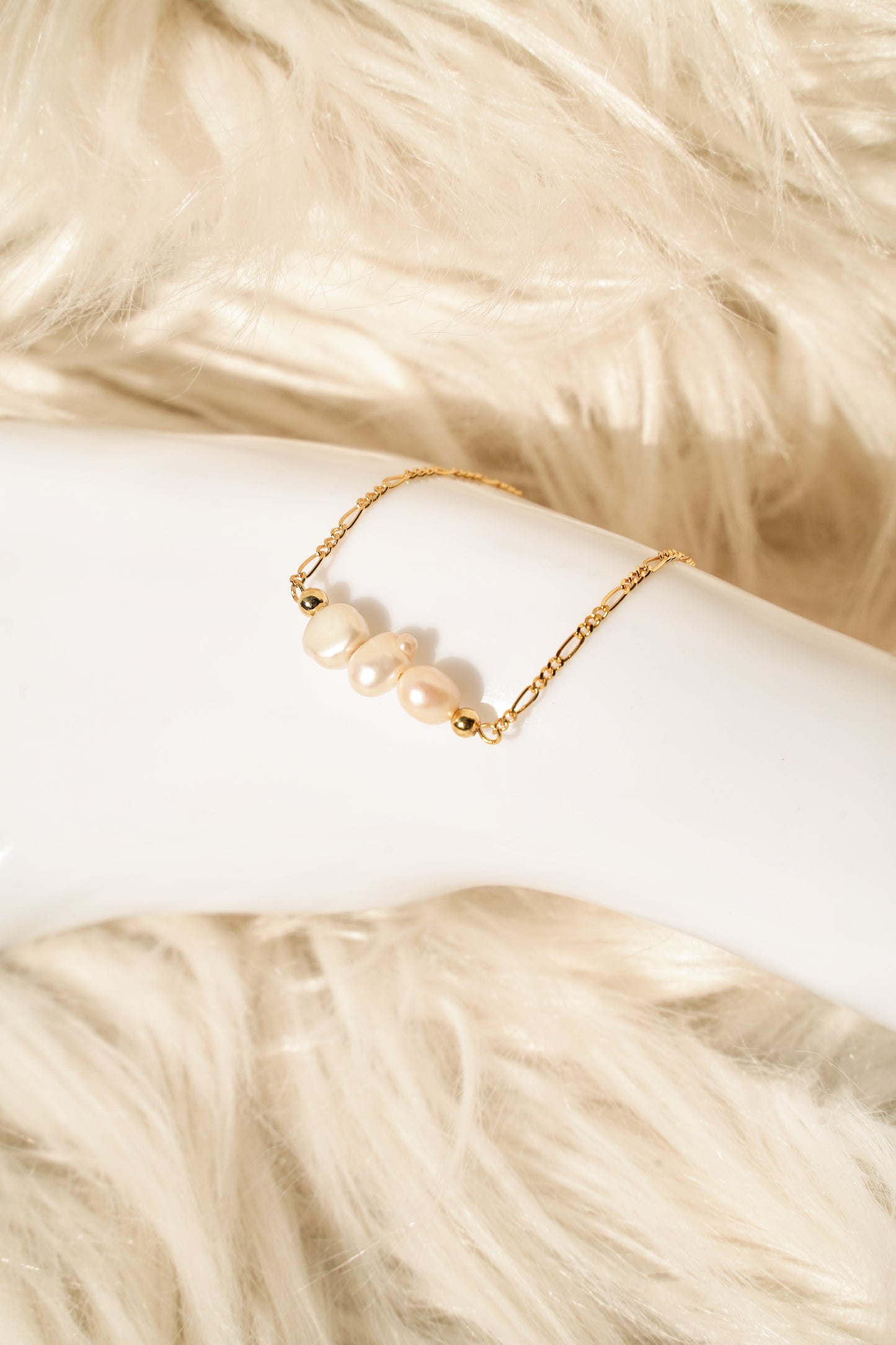 Triplus Sterling Silver Gold Vermeil Pearl Bracelet