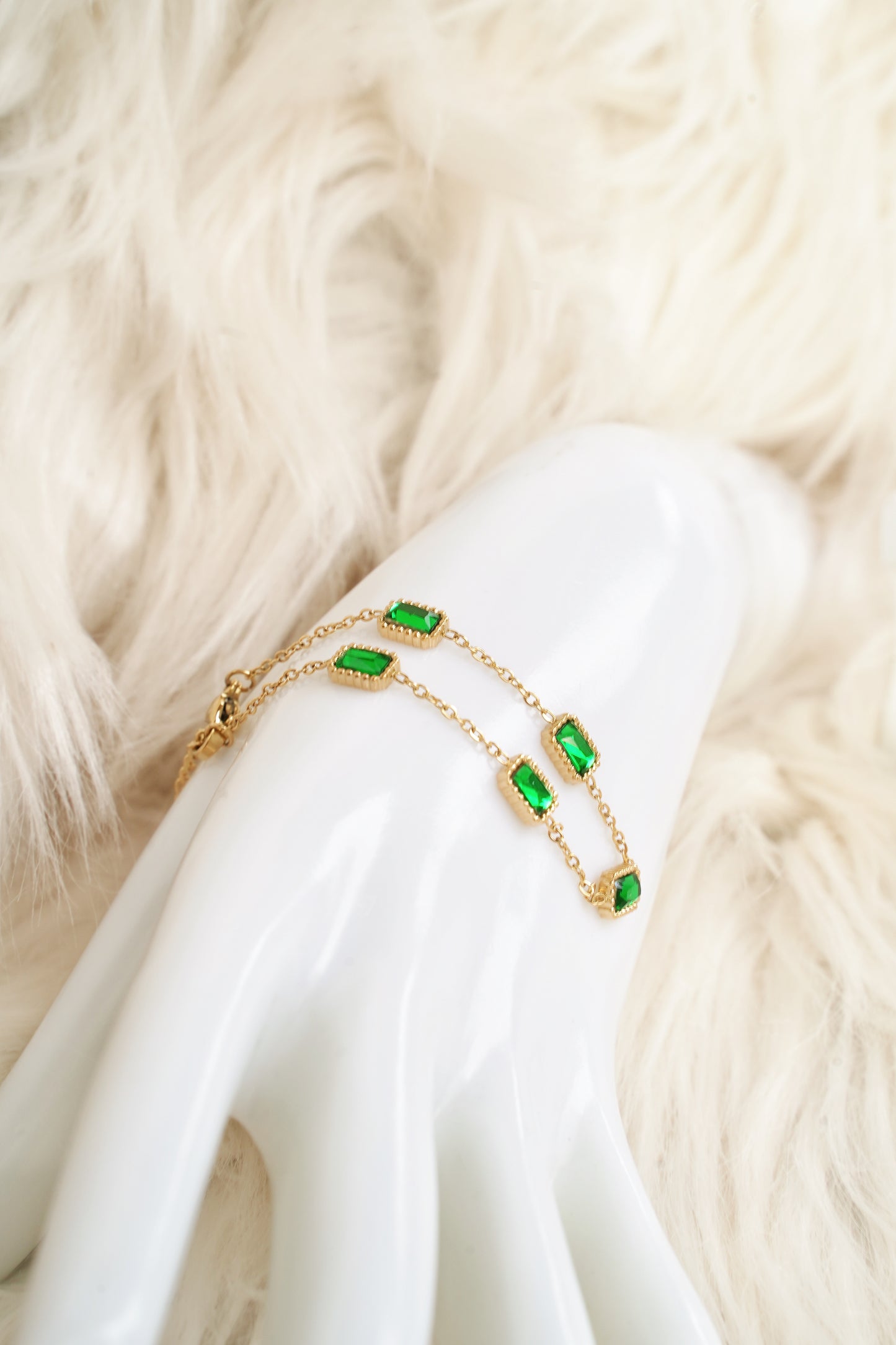 Prasinus Green Square Gold Bracelet