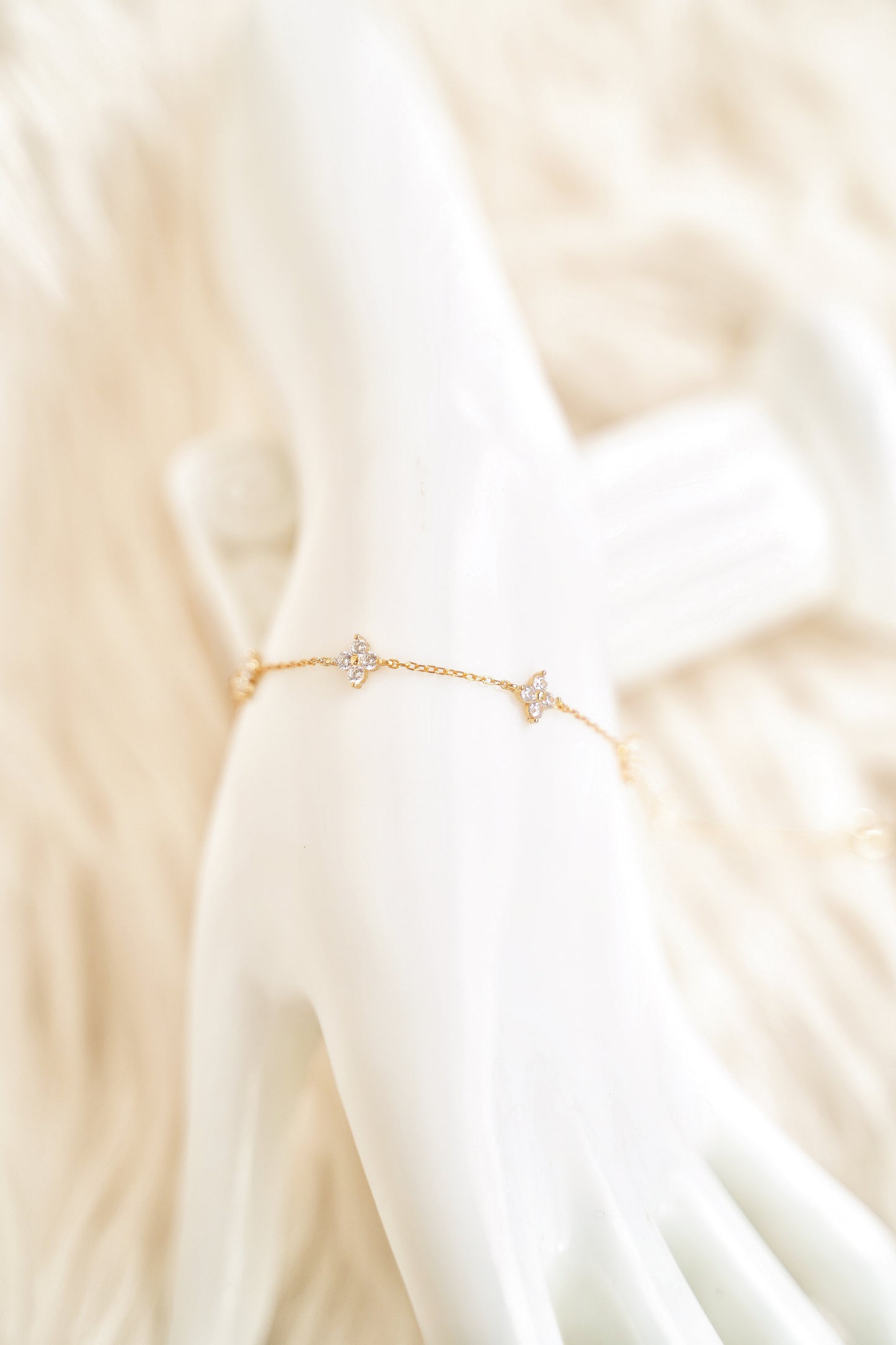 4 Leaf Clover Sterling Silver Gold Bracelet