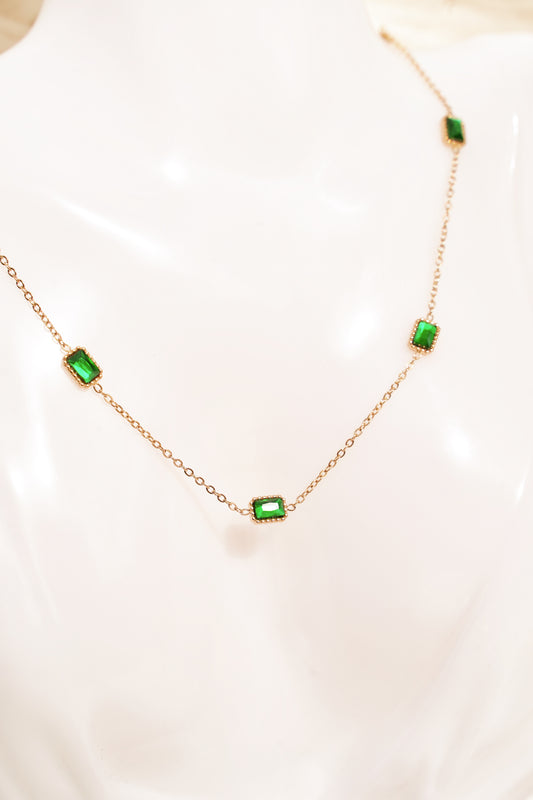 Prasinus Green Square Gold Necklace