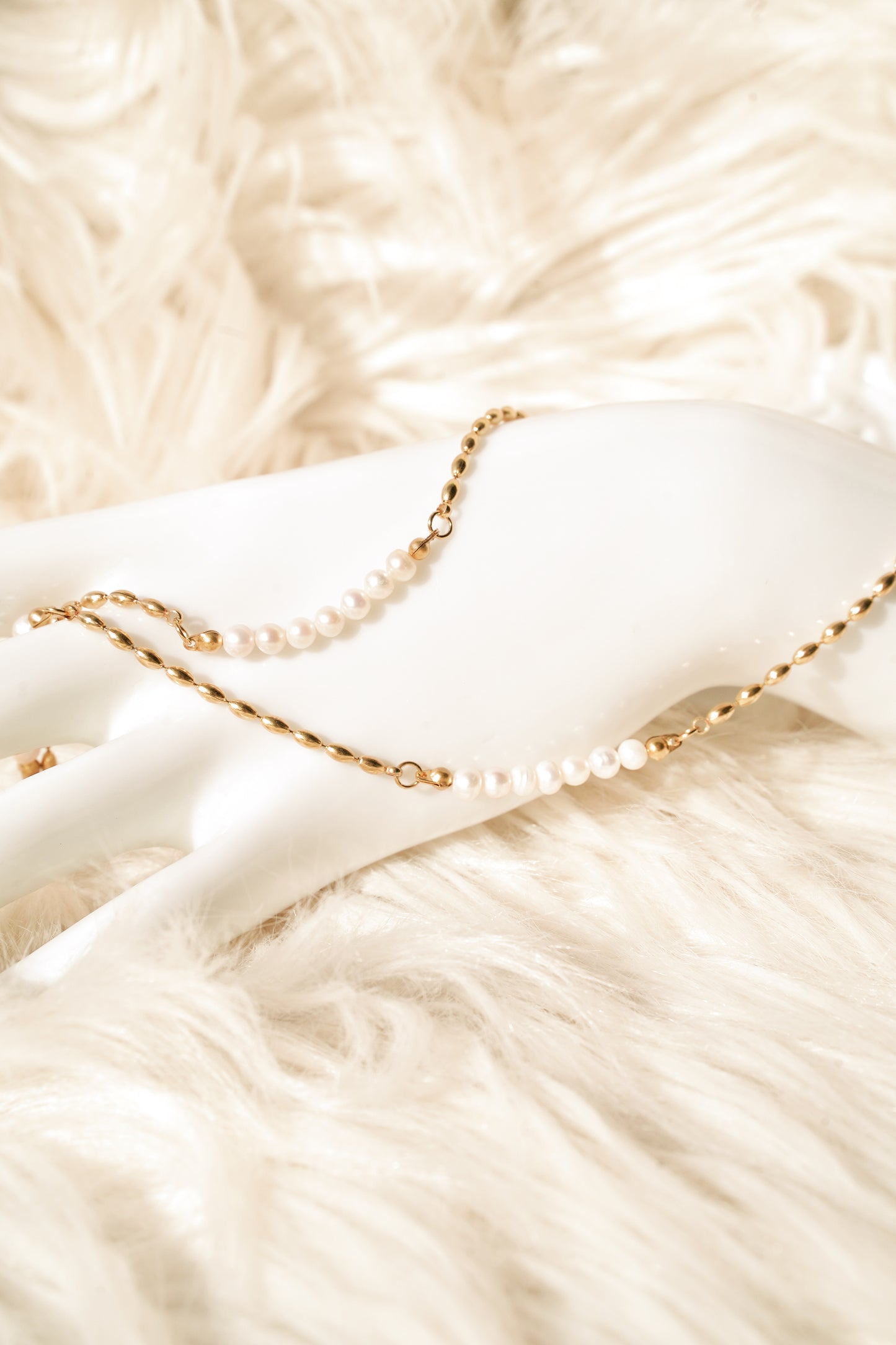 Teres Pearl Beaded Chain Necklace