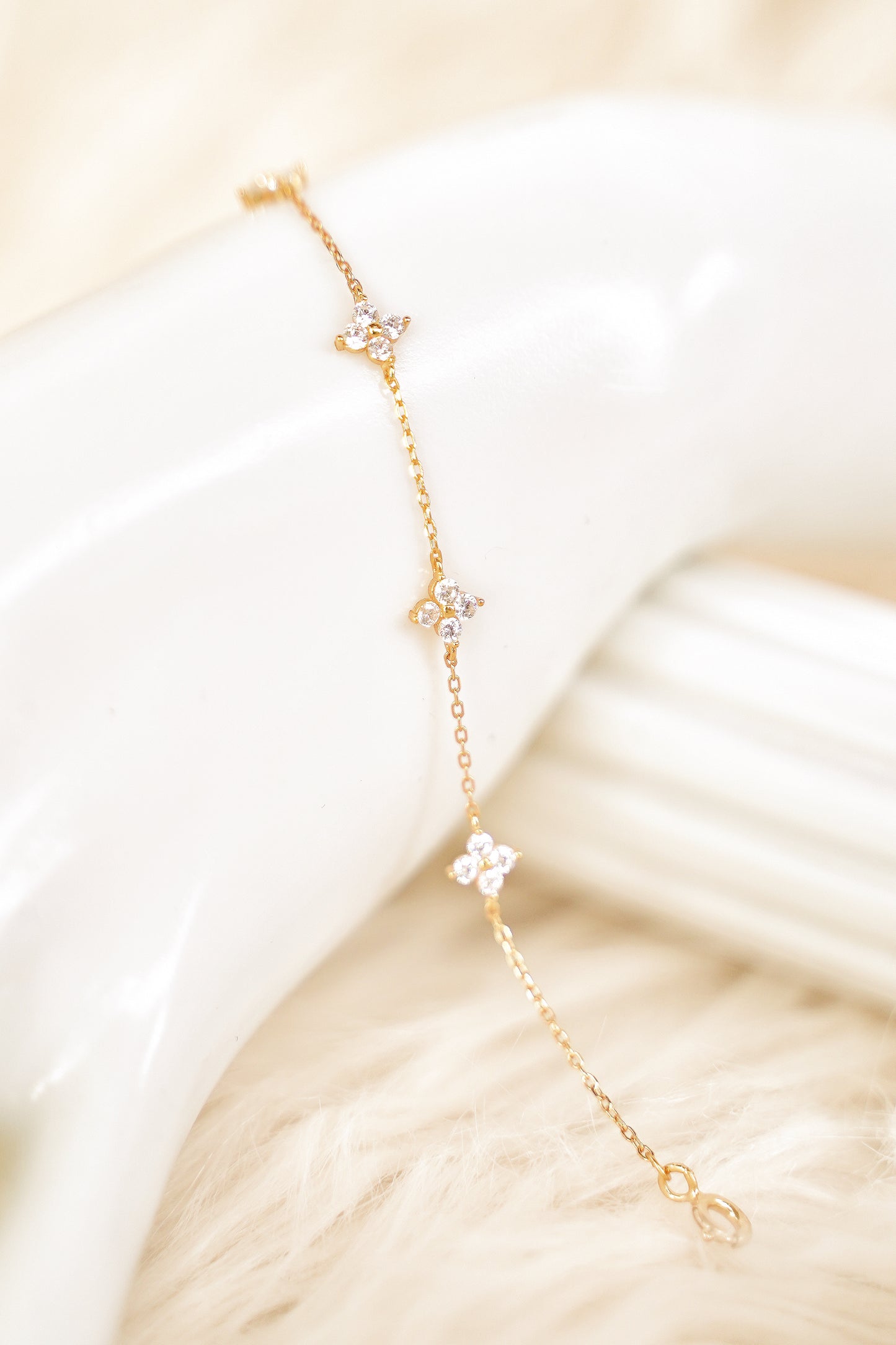 4 Leaf Clover Sterling Silver Gold Bracelet