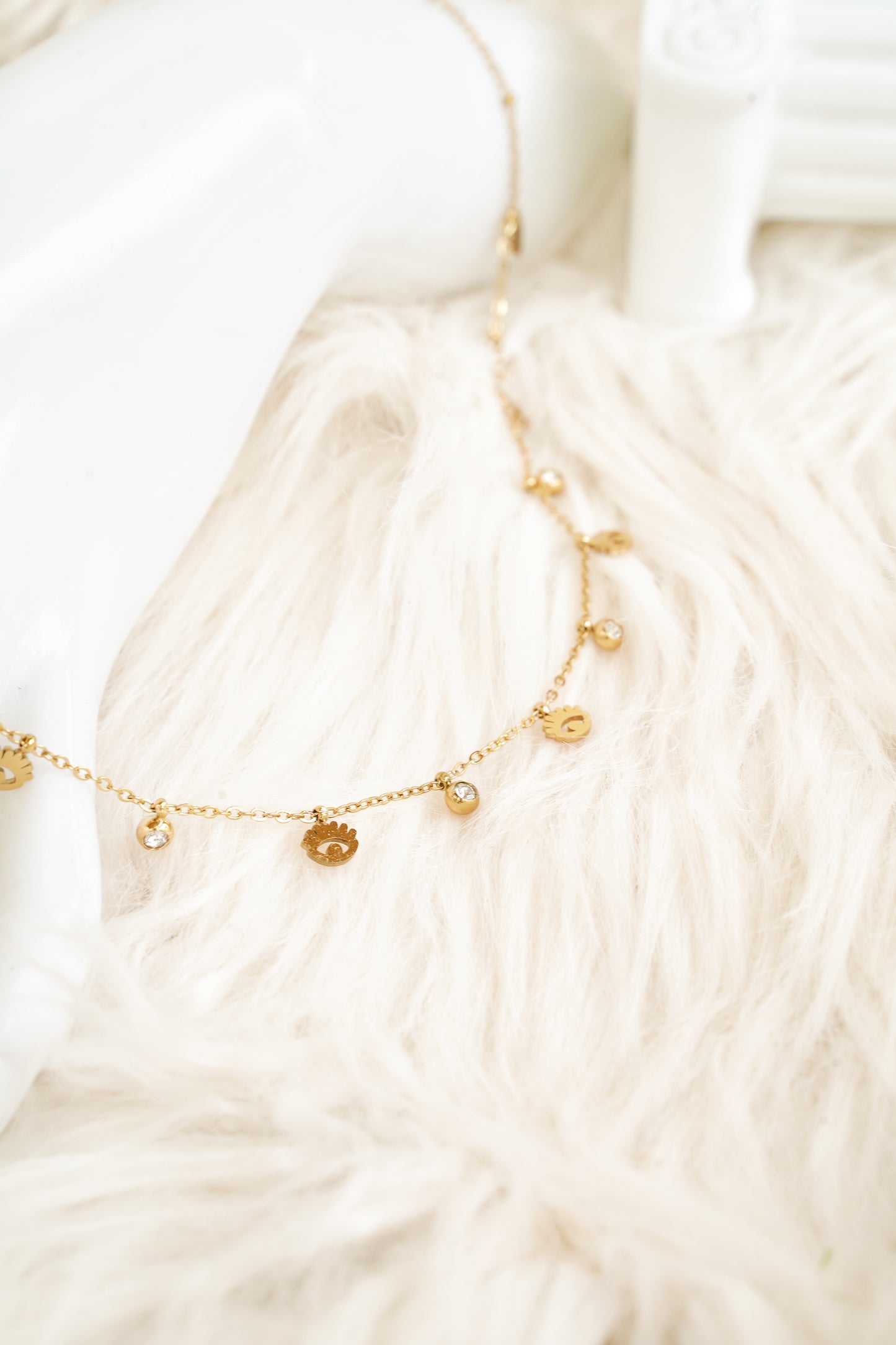 Eye and Stone 18K Gold Plated Zirconia Necklace