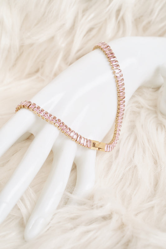 Roseus Pink Zirconia Gold Vermeil Necklace