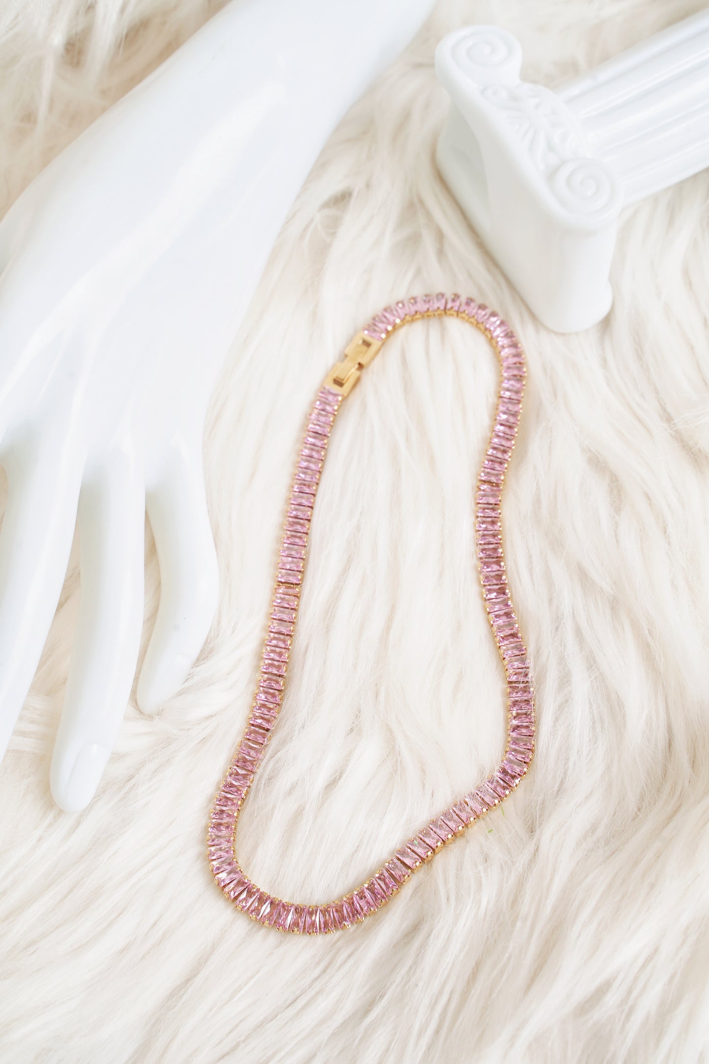 Roseus Pink Zirconia Gold Vermeil Necklace