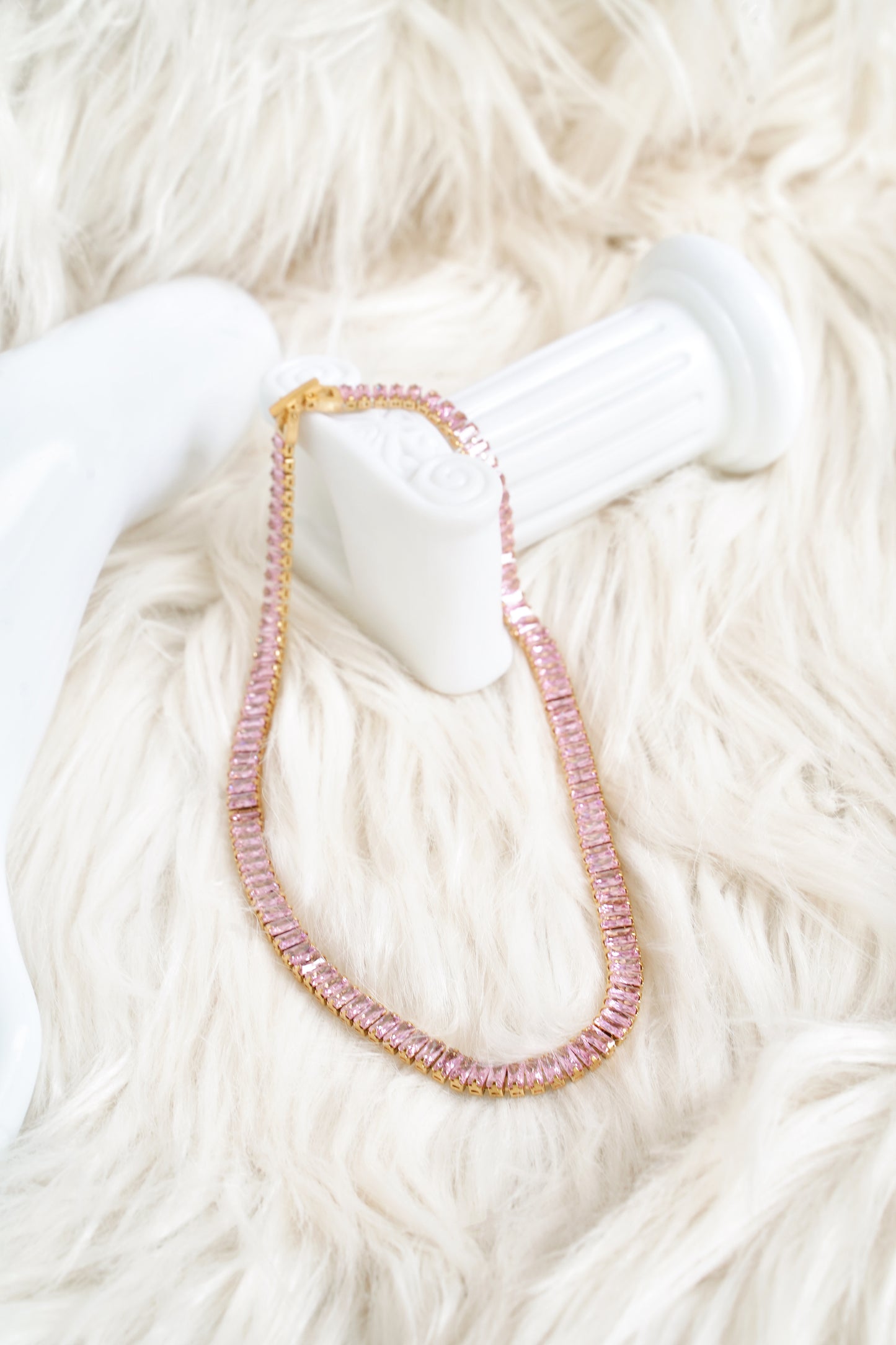 Roseus Pink Zirconia Gold Vermeil Necklace